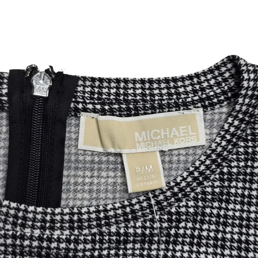 Michael Kors Dress Womens PM Black White Houndstooth Fit Flare NWT‎